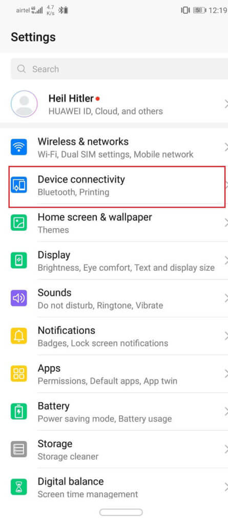 Tap on the device connectivity option 445x1024 1 - إصلاح مشاكل الأعطال والاتصال في Android Auto