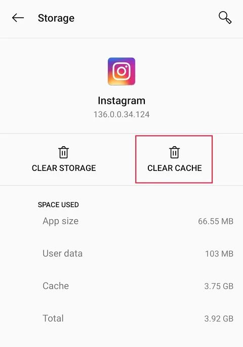 Tap-on-‘Clear-Cache’-to-delete-all-cache-data إشعارات Instagram لا تعمل؟ إليك 9 طرق لإصلاحها!
