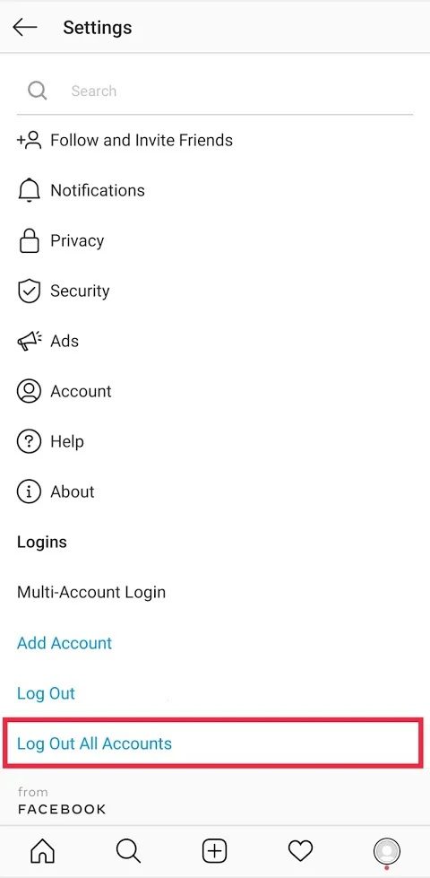 Tap-on-‘Log-Out-All-Accounts’-at-the-bottom-of-the-screen إشعارات Instagram لا تعمل؟ إليك 9 طرق لإصلاحها!