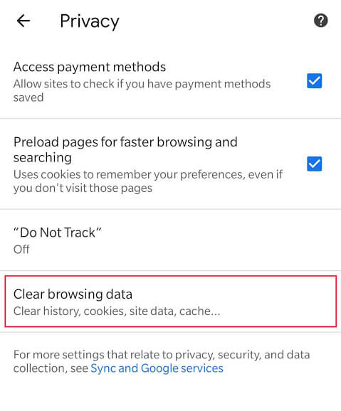 Tap-on-“Clear-browsing-data”-to-continue كيفية حذف سجل محفوظات المتصفح على Android