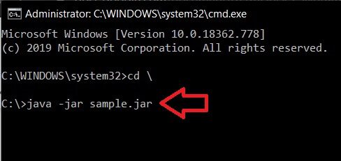 Type-the-following-command-java-jar-sample.jar-and-hit-the-enter-key كيفية تشغيل ملفات JAR على نظام التشغيل Windows 10
