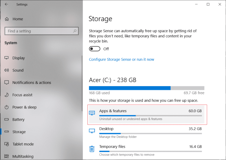 Under-Storage-Click-on-Apps-features-768x546-1 كيفية نقل البرامج المثبتة إلى محرك أقراص آخر في Windows 10