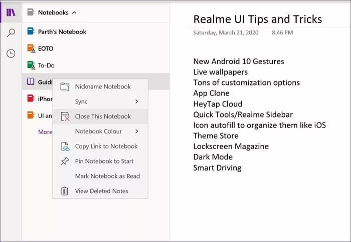 close-uwp-onenote-notebook_935adec67b324b146ff212ec4c69054f أهم 7 طرق لإصلاح خطأ عدم العمل OneNote في وضع عدم الاتصال