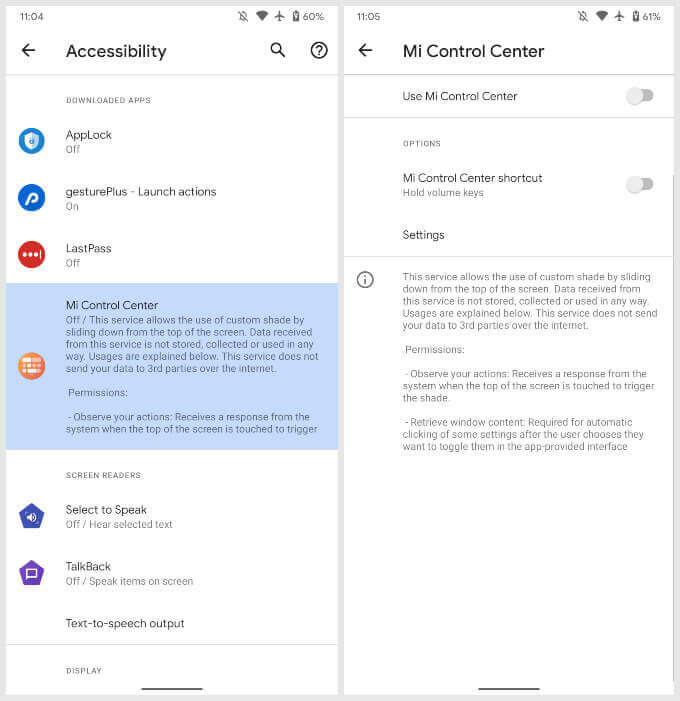grant-accessiblity-to-mi-control-center كيفية الحصول على مركز تحكم iOS على Android