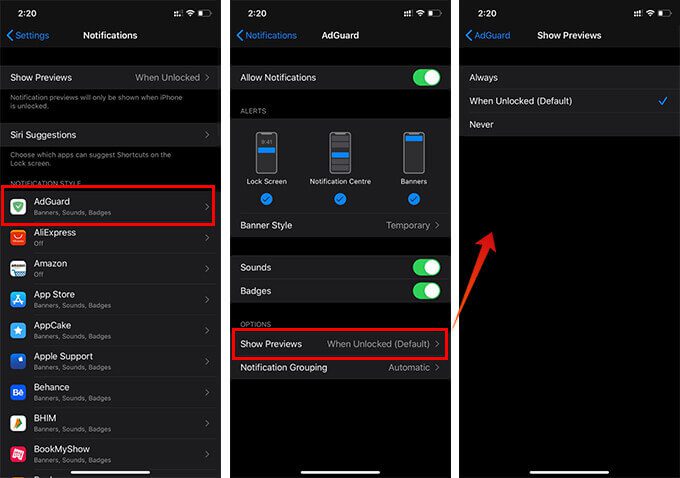 Change-Preview-Settings-for-iOS-App-Notifications كيفية إيقاف الإشعارات على iPhone للتطبيقات الفردية