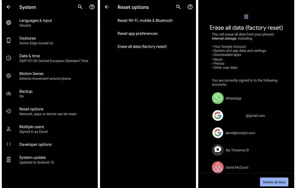 Choose-Delete-all-data كيفية إعادة تعيين أي جهاز يعمل بنظام Android