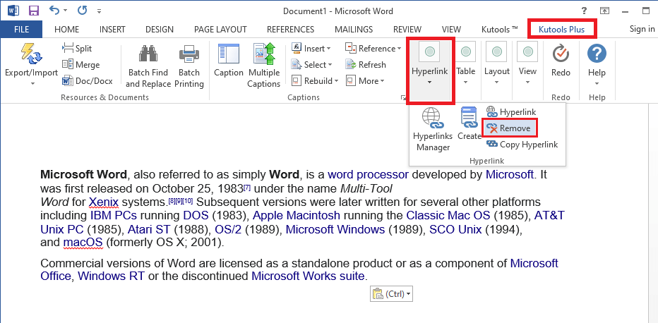 Click-on-Remove-to-remove-hyperlinks-and-Click-on-OK 5 طرق لإزالة الارتباطات التشعبية من مستندات Microsoft Word