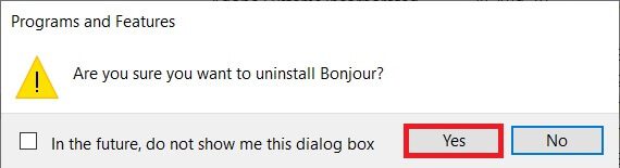 Click-on-Yes-button ما هي خدمة Bonjour على نظام التشغيل Windows 10؟