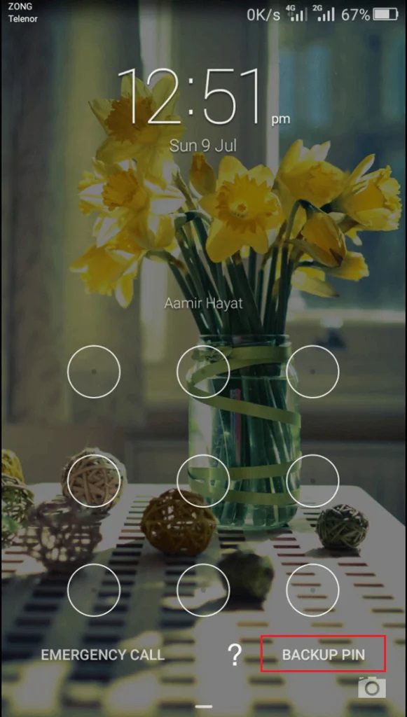 Click-on-the-Backup-PIN-option-on-the-lower-right-hand-side-of-the-screen-581x1024-1 افتح هاتف Android إذا نسيت كلمة المرور أو قفل النمط