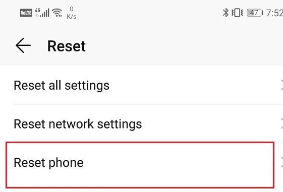 Click-on-the-Reset-Phone-option-1 كيفية إيقاف تشغيل الوضع الآمن على Android
