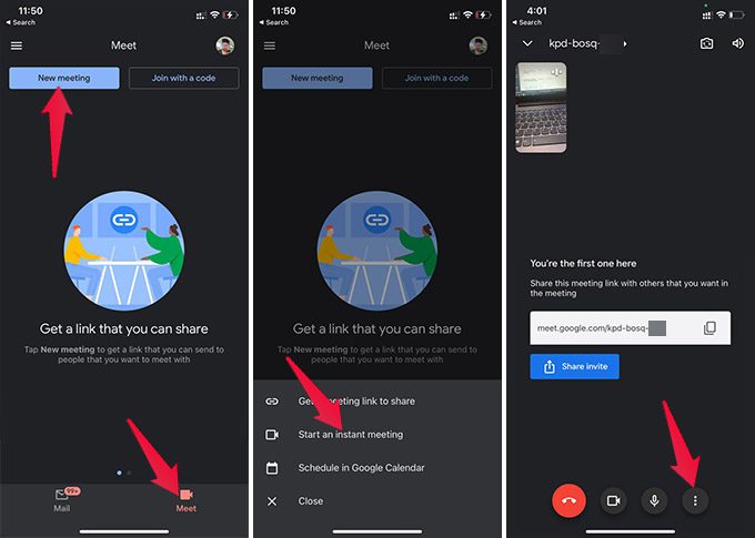 Create-New-Google-Meet-Meeting-Using-Gmail-App-on-iPhone كيفية مشاركة شاشة iPhone في Google Meet