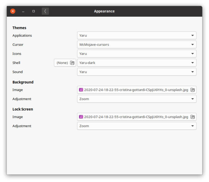 GNOME-Tweak-Tool-Defaults كيفية جعل Ubuntu يبدو مثل macOS Big Sur