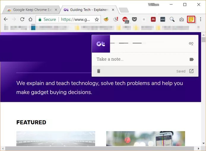 Google-Keep-Chrome-Extension-Add-Note_4d470f76dc99e18ad75087b1b8410ea9 كيفية الوصول إلى Google Keep Notes على نظام التشغيل Windows 10