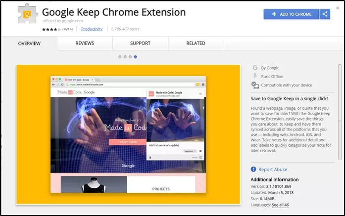 Google-Keep-Chrome-Extension-Main_4d470f76dc99e18ad75087b1b8410ea9 كيفية الوصول إلى Google Keep Notes على نظام التشغيل Windows 10