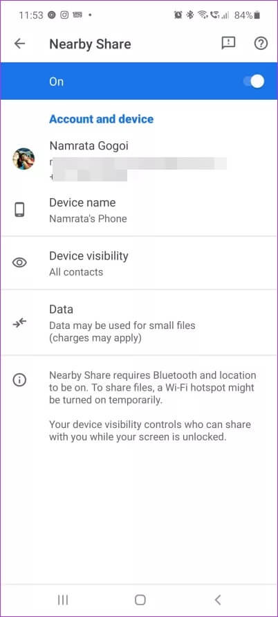 كيفية تمكين المشاركة القريبة NEARBY SHARE على Samsung Galaxy Note 20 - %categories
