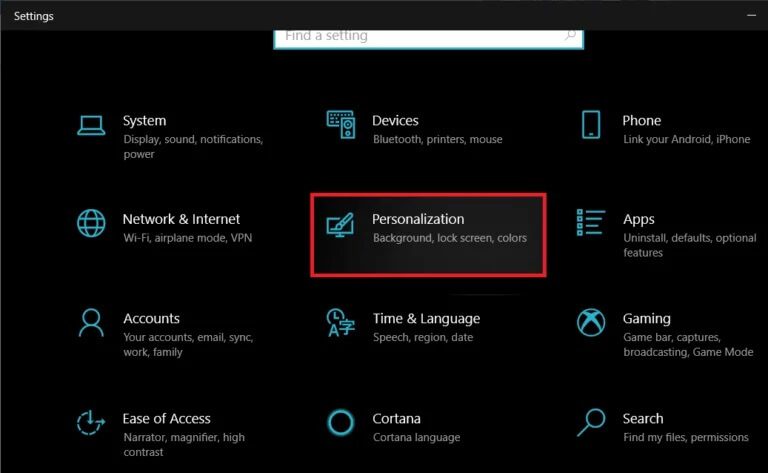 In-the-Windows-Settings-click-on-Personalization-768x473-1 7 طرق لإصلاح عرض شريط المهام في وضع ملء الشاشة