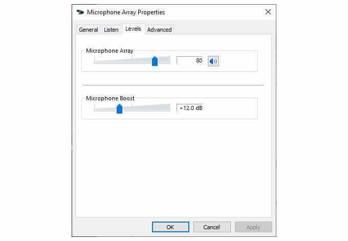 Microphone-properties-dialog كيفية زيادة حساسية الميكروفون في Windows 10