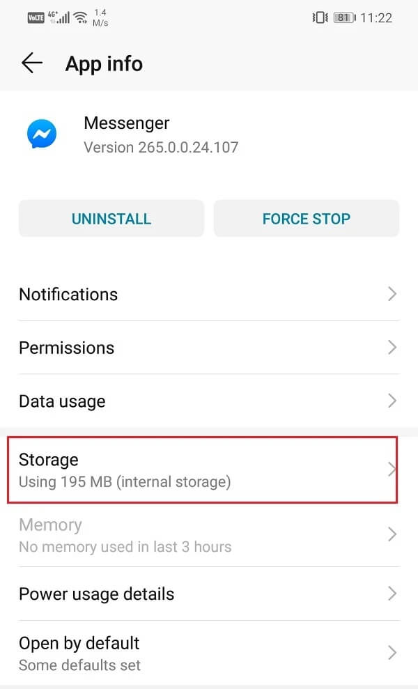 Now-click-on-the-Storage-option-2 كيفية إصلاح مشاكل Facebook Messenger