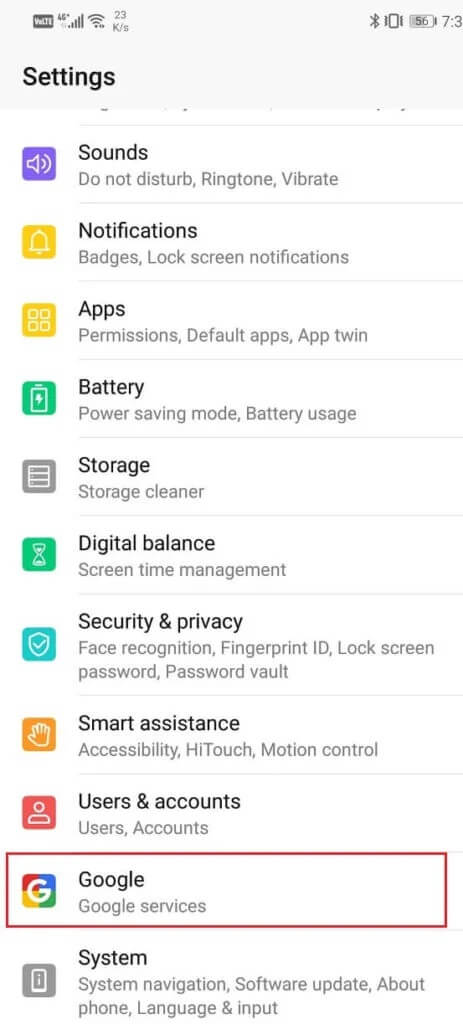 Now-scroll-down-and-you-will-see-the-Google-option-463x1024-1 كيفية الوصول إلى قائمة إعدادات Android