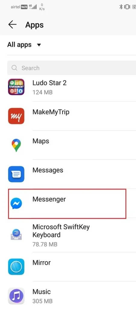 Now-select-Messenger-from-the-list-of-apps-451x1024-3 كيفية إصلاح مشاكل Facebook Messenger