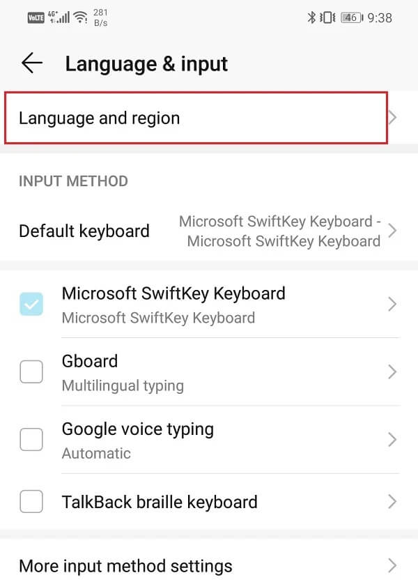 Now-tap-on-the-Language-and-Region-option كيفية الوصول إلى قائمة إعدادات Android