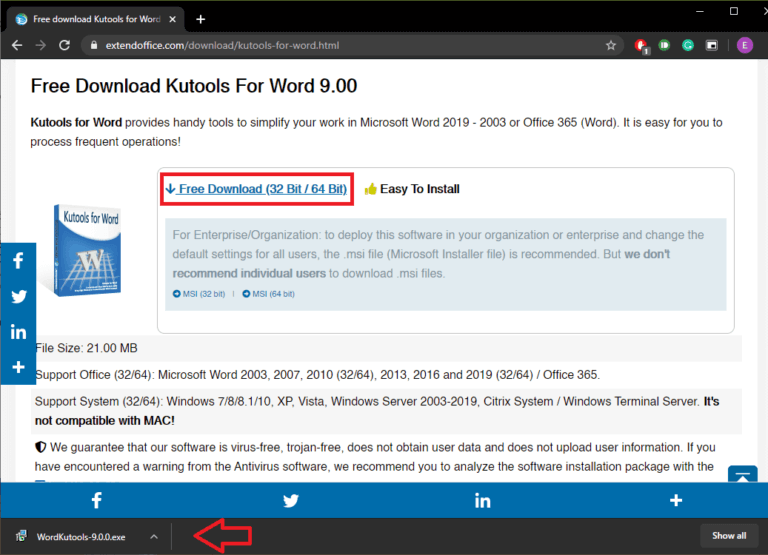 Once-downloaded-click-on-the-installation-file-768x555-1 5 طرق لإزالة الارتباطات التشعبية من مستندات Microsoft Word