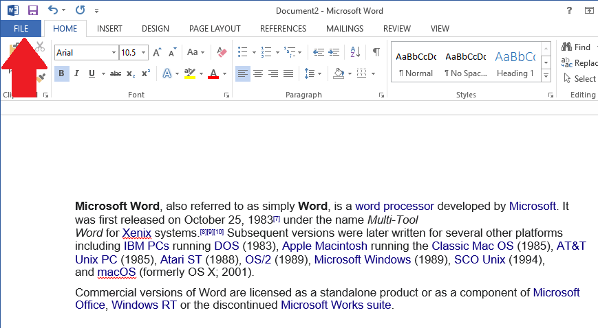 Open-Microsoft-Word-and-click-on-the-File-tab-at-the-top-left-of-the-window 5 طرق لإزالة الارتباطات التشعبية من مستندات Microsoft Word