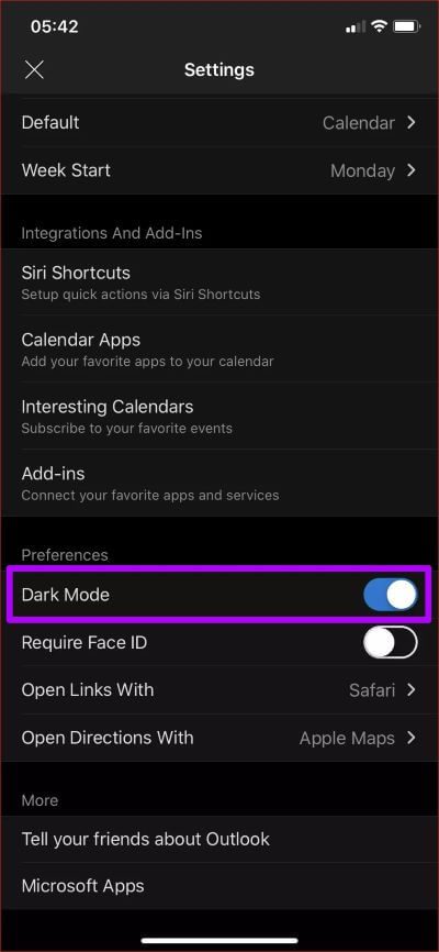 Outlook-Dark-Mode-Ios-Android-4_4d470f76dc99e18ad75087b1b8410ea9 كيفية تمكين الوضع الداكن في Microsoft Outlook لأجهزة Android و iOS