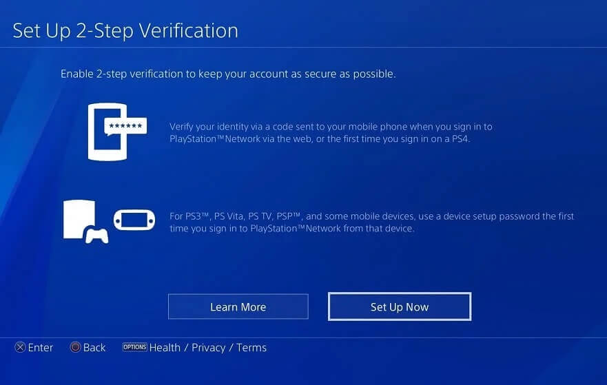 Re-enable-Two-Step-Verification-on-PS4 إصلاح "حدث خطأ" في PlayStation عند تسجيل الدخول