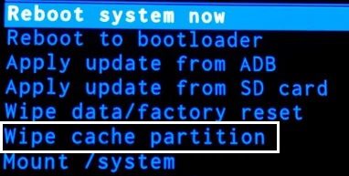 Select-WIPE-CACHE-PARTITION كيفية إيقاف تشغيل الوضع الآمن على Android