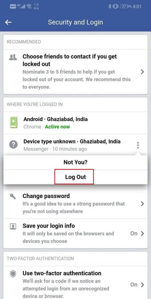 Simply-click-on-the-Log-out-option-2-518x1024-1 3 طرق لتسجيل الخروج من Facebook Messenger