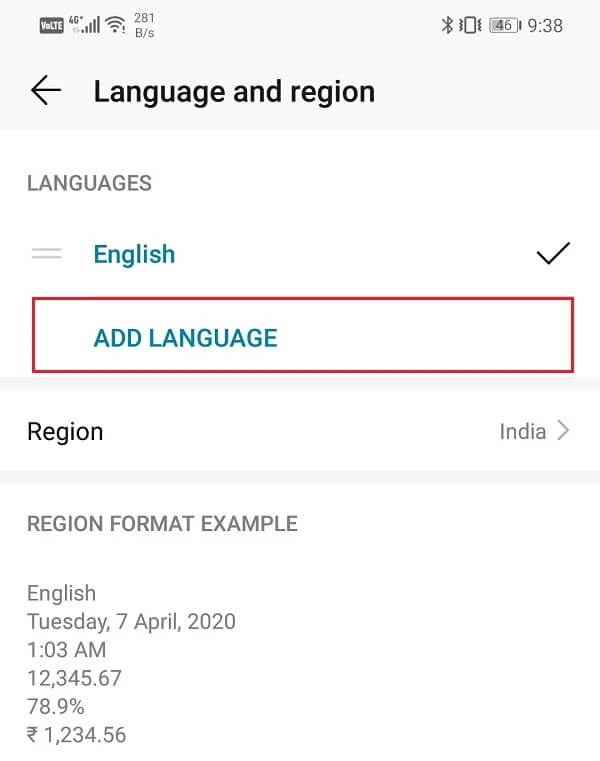 Simply-tap-on-the-Add-Language-option كيفية الوصول إلى قائمة إعدادات Android