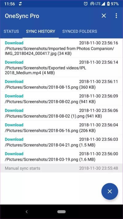 Sync-History-3_935adec67b324b146ff212ec4c69054f كيفية تعيين مجلدات Android للمزامنة التلقائية باستخدام OneDrive