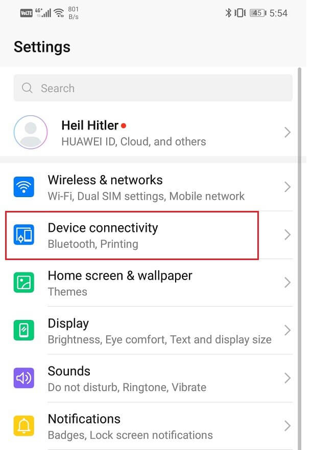 Tap-on-the-Device-and-connectivity-option 6 طرق لتوصيل هاتف Android بالتلفزيون