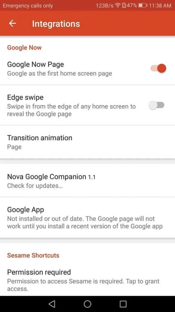 Tap on the Integrations option 576x1024 1 - كيفية تمكين Google Feed في Nova Launcher
