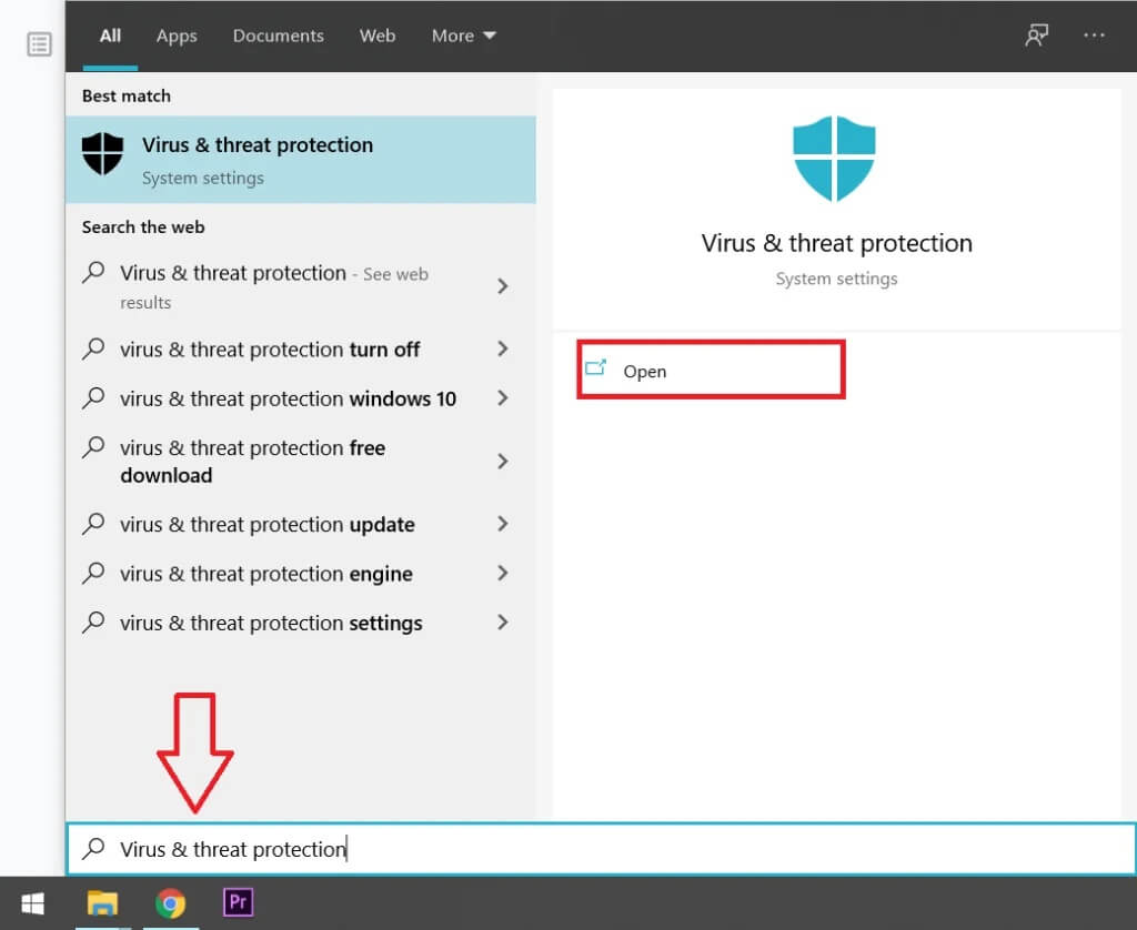 Type-Virus-threat-protection-in-the-windows-search-bar-1024x838-1 إصلاح لم يتم تشغيل Dragon Age Inquisition على Windows 10
