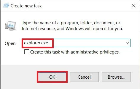 Type-explorer.exe-and-press-OK-to-restart-the-File-Explorer-process 7 طرق لإصلاح عرض شريط المهام في وضع ملء الشاشة