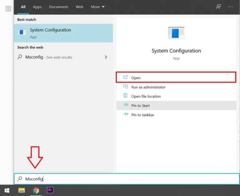 Type-‘MSConfig’-in-the-Windows-Search-bar-and-hit-Enter-768x625-1 إصلاح لم يتم تشغيل Dragon Age Inquisition على Windows 10
