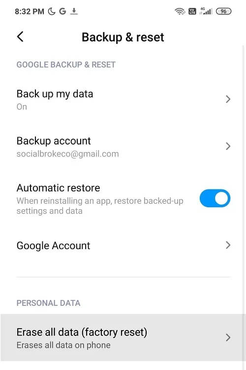 Under-Reset-you-will-find-the-Erase-all-data-factory-reset-option تمكين أو تعطيل خيارات المطور على هاتف Android