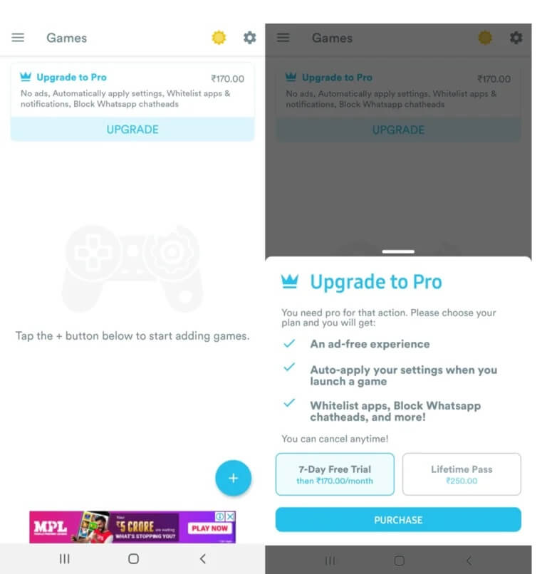 Upgrade-to-the-pro-version-for-some-features-to-work-768x806-1 كيفية الحصول على وضع اللعب على Android