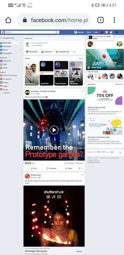 Will-open-the-desktop-site-for-Facebook-498x1024-1 كيفية عرض إصدار سطح المكتب من Facebook على هاتف Android
