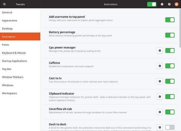 best-gnome-extension-gnome-tweak-tool كيفية جعل Ubuntu يبدو مثل macOS Big Sur