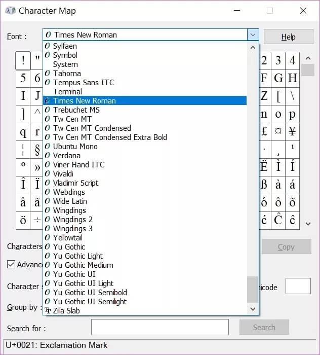 character-map-fonts_4d470f76dc99e18ad75087b1b8410ea9 أفضل 4 طرق لإضافة أحرف خاصة في Windows 10