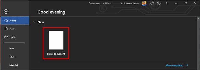 create-blank-word-document كيفية استرداد مستند Word غير المحفوظ في Windows 10
