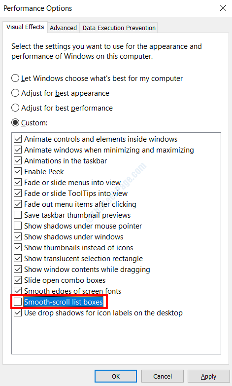 deselect_smooth_scroll كيفية إصلاح مشكلة تقطيع الشاشة في نظام التشغيل Windows 10