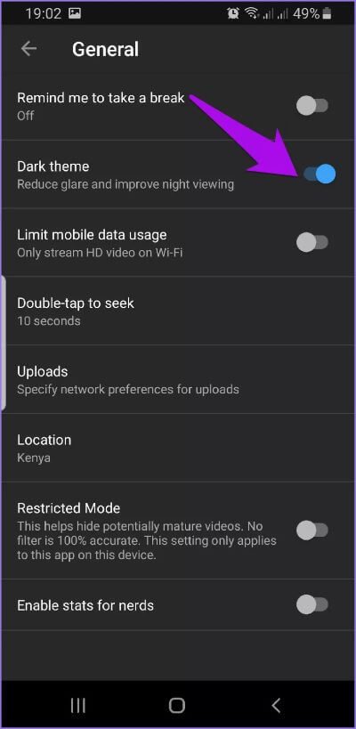 disable-dark-mode-apps-youtube-dark-theme-toggle_191017_194423_4d470f76dc99e18ad75087b1b8410ea9 كيفية تعطيل الوضع الداكن في التطبيقات الشائعة