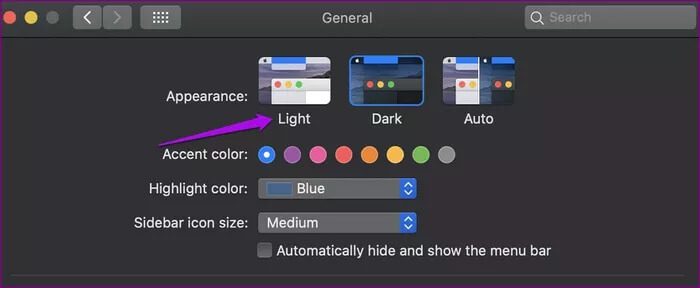 disable-dark-mode-devices-mac-system-preferences-general-appearance-light_935adec67b324b146ff212ec4c69054f كيفية تعطيل الوضع الداكن في أنظمة التشغيل Windows 10 و macOS و Android و iOS