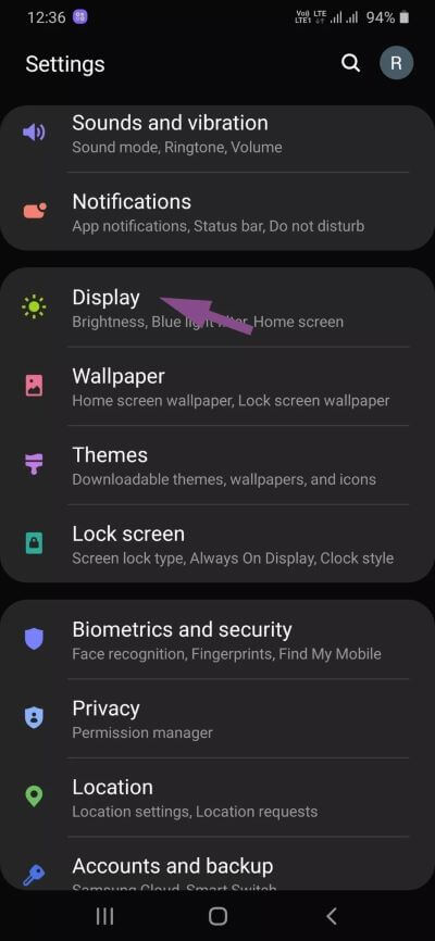 display-menu_4d470f76dc99e18ad75087b1b8410ea9 كيفية إخفاء شريط التنقل في Samsung One UI