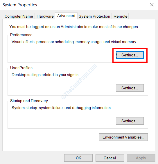 performance_settings كيفية إصلاح مشكلة تقطيع الشاشة في نظام التشغيل Windows 10