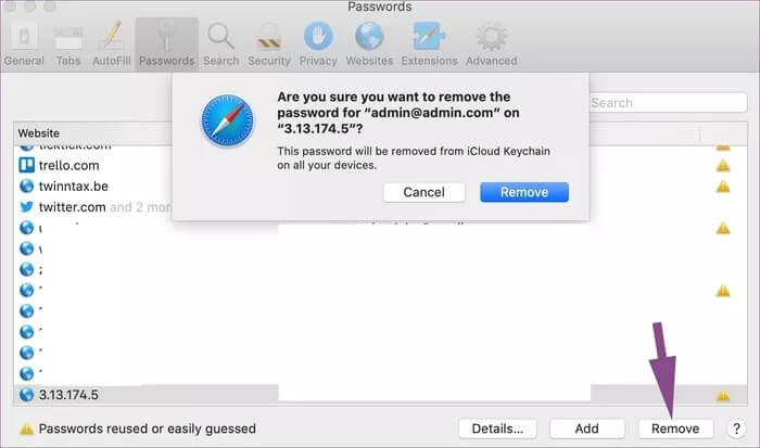 remove-password_935adec67b324b146ff212ec4c69054f كيفية حذف كلمات المرور المحفوظة من متصفح Safari و iCloud Keychain على Mac